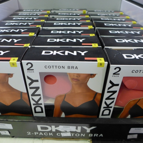 3089 - Quantity of ladies pink and black DKNY cotton bras - Size S  * This lot is subject to VAT