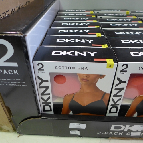 3090 - Quantity of ladies pink and black DKNY cotton bras - Size S  * This lot is subject to VAT