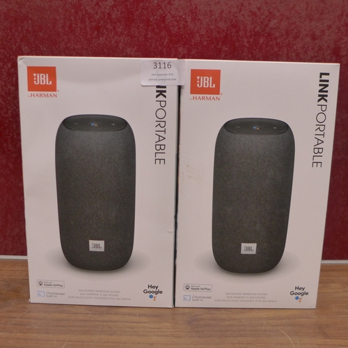 3116 - 2Pk JBL Link Portable Speakers (302-523)  * This lot is subject to vat