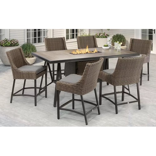 Agio 7pc high dining deals set with fire table