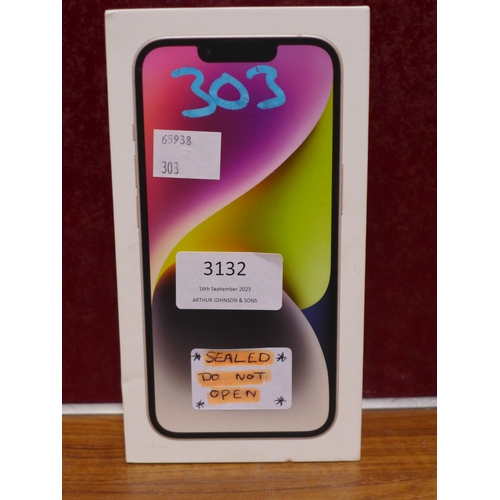 3132 - Apple iPhone 14 Starlight Mobile Phone - SEALED - 128GB -  - model no:- MPUR3Zd/A, original RRP £691... 