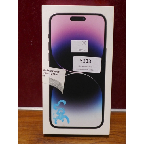 3133 - Apple IPhone 14 Pro Max Deep Purple Mobile Phone - 256GB - model no:- MQ9X3ZD/A, original RRP £1054.... 