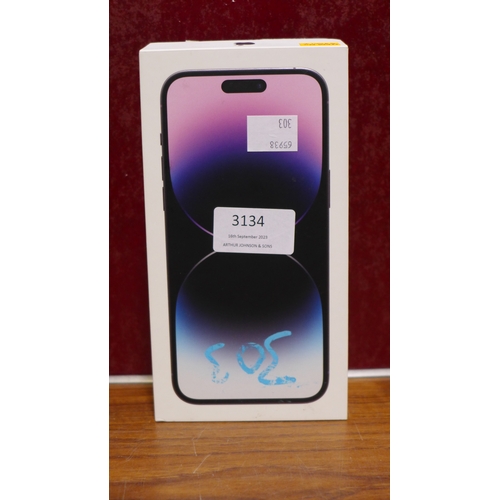 3134 - Apple IPhone 14 Pro Max Deep Purple Mobile Phone - 256GB - model no:- MQ9X3ZD/A, original RRP £1054.... 