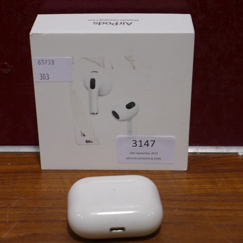 3147 - Airpods 3rd Gen & Case - model no:- MME73ZM/A, original RRP £139.99 + VAT (303-53) * This lot is sub... 