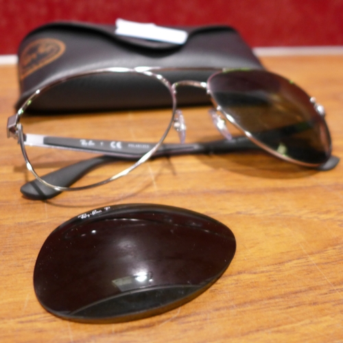 3161 - Rayban Polarized Gunmetal Metal Sunglasses - Damaged, original RRP £93.33 + VAT (303-50) * This lot ... 