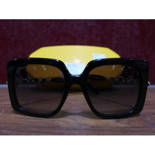 3174 - Swarovski Black Plastic Sunglasses (303-289) * This lot is subject to VAT