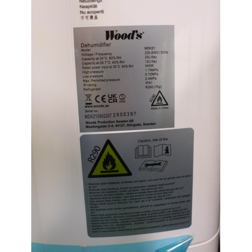 3355 - Woods White  Dehumidifier 20L - No Remote, Original RRP £199.99 + vat                 (302-33)  * Th... 