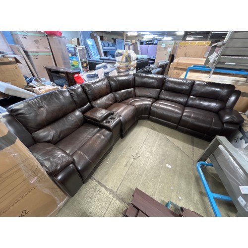 1545 - A Dunhill Power Reclining Motion Brown Leather Sofa , original RRP £1833.31 + vat  some minor damage... 