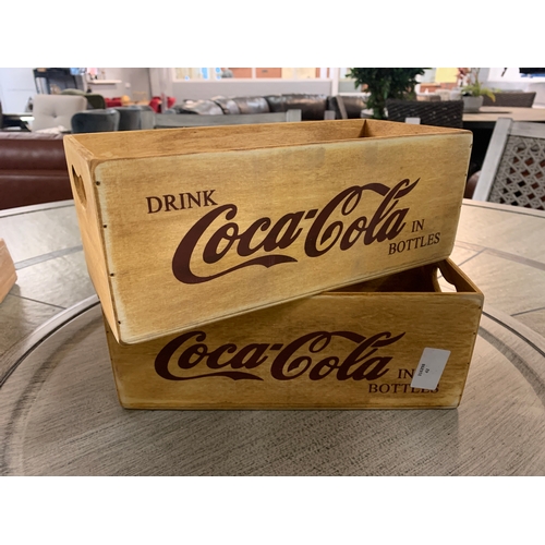 1420 - A pair of Coca Cola wooden storage boxes (FL3613)