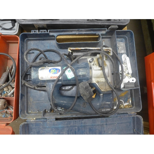 2005 - Four cased power tools, including Alpha Tools 18b cordless power drill (with battery and charger), a... 