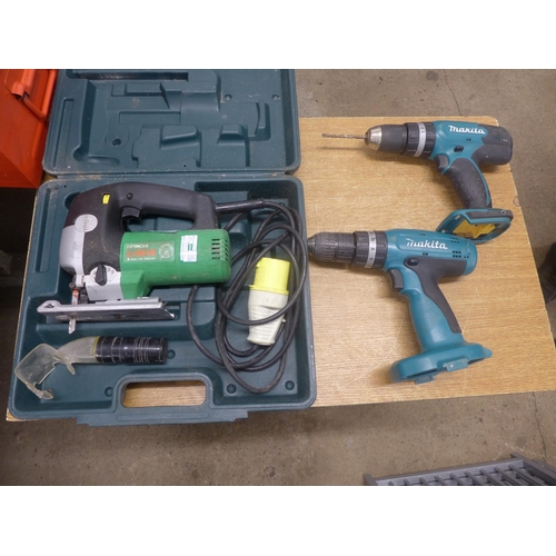 2011 - A Makita drill (839D), a Makita drill (DHP-453) and a Hitachi jigsaw (CS65U2)