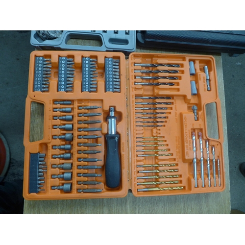 2057 - A quantity of drill bits, nuts, bolts, electric connectors and tool kits