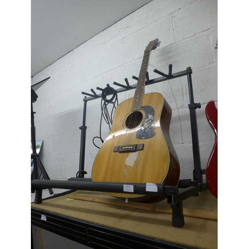 2077 - A Washburn D10S acoustic guitar  with guitar stand