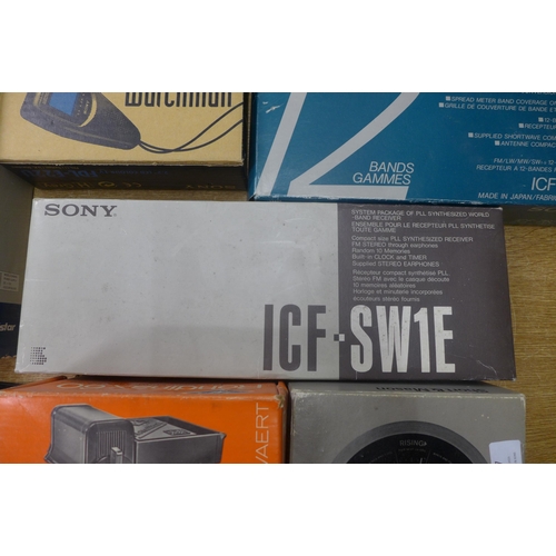 2107 - A Sony ICF-SW1E System package of PLL synthesized world-band receiver, a Sony ICF-7601L 12 bands sho... 