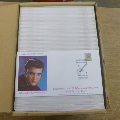 2123 - A box of 500-600 Elvis Presley First Day Covers, original RRP £4.95 each