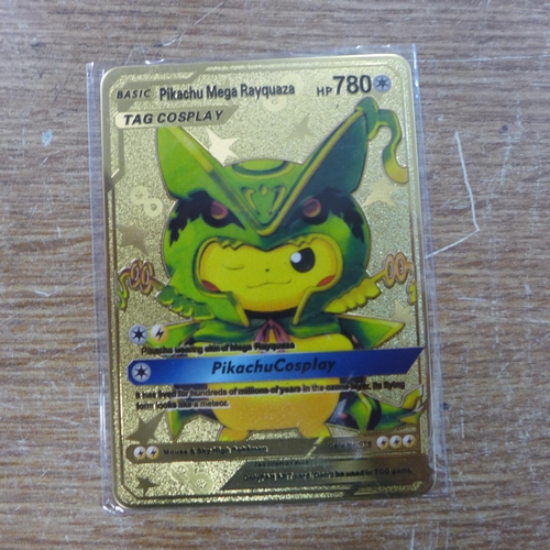 2126 - Five metal gold-coloured Pokemon cards