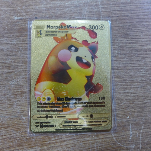 2126 - Five metal gold-coloured Pokemon cards