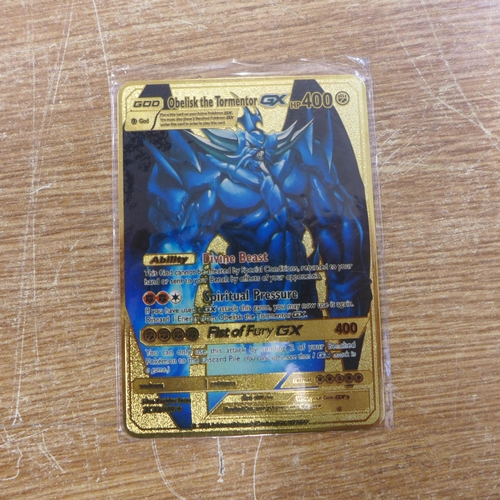 2126 - Five metal gold-coloured Pokemon cards