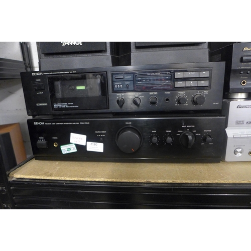 2180 - A Denon Precision audio component/integrated amplifier (model:- PMA-225), Denon stereo cassette deck... 