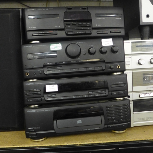 2182 - A quantity of Kenwood stereo equipment:- double auto reverse cassette deck (model:- X-45), integrate... 