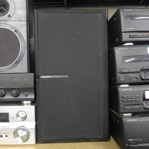 2182 - A quantity of Kenwood stereo equipment:- double auto reverse cassette deck (model:- X-45), integrate... 