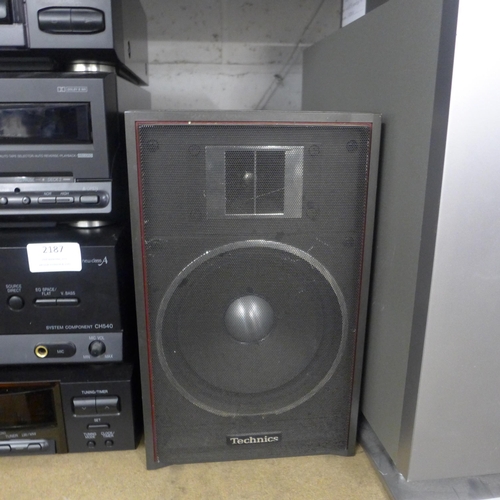 2187 - A quantity of Technics stereo equipment:- CD player (model:- SL-CH570), double cassette player (mode... 