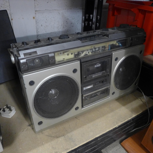 2192 - An Akai reel-to-reel (model:- 1721L) and Hitachi portable cassette stereo