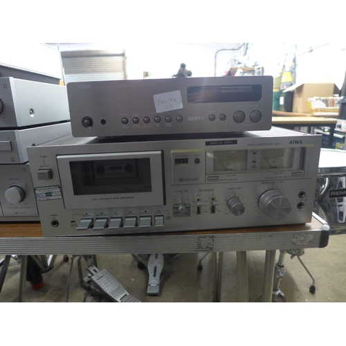 2197 - An Aiwa stereo cassette deck (model:- M200) and Yamaha AM/FM stereo tuner (model:- TX-10)