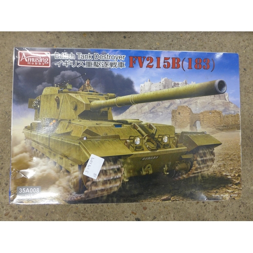 2348 - A model building kit for a British Tank Destroyer (FV215B) and a box of Lego