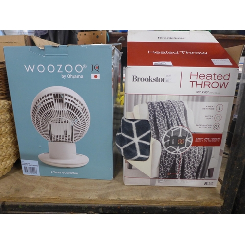 A Woozoo electric table fan and a Brookstone 50