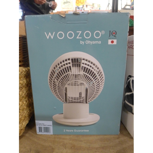 A Woozoo electric table fan and a Brookstone 50