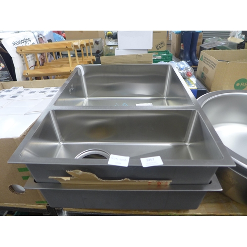 2457 - 2 x 1.5 bowl stainless steel sinks