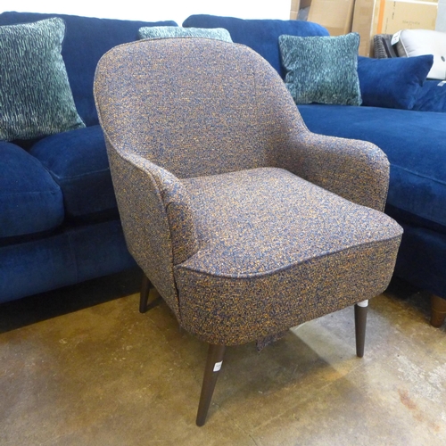 1304 - A blue and copper fleck textured weave upholstered side chair