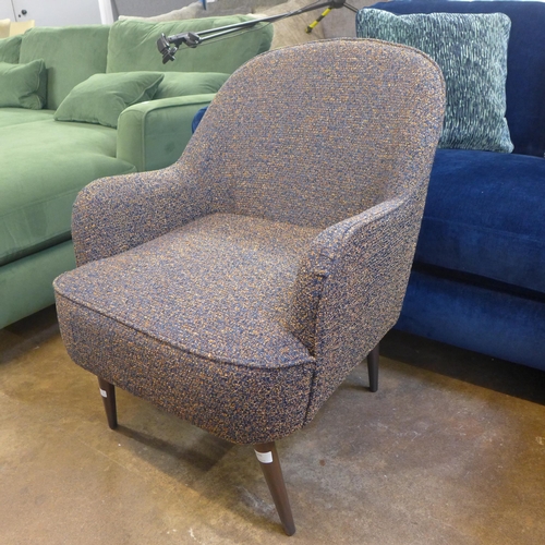 1305 - A blue and copper fleck textured weave upholstered side chair