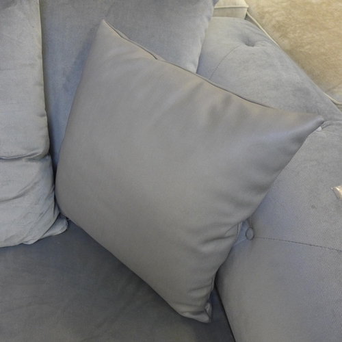 1322 - A grey velvet upholstered scatter back two seater sofa