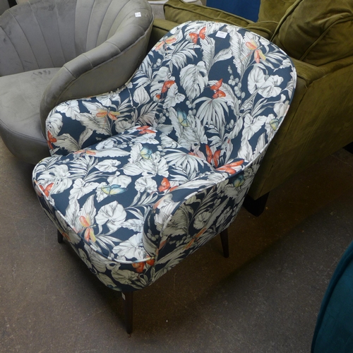 1326 - A Clarke And Clarke leaf and butterfly design upholstered side chair