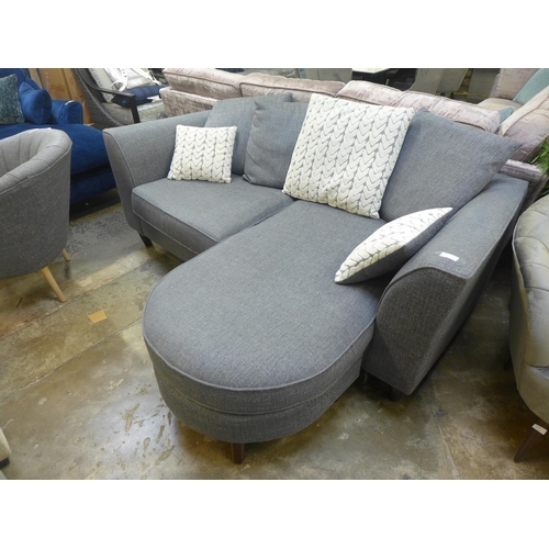 1330 - A grey textured weave corner sofa/chaise with reversible chaise