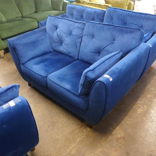 1348 - A Hoxton deep blue velvet upholstered two seater sofa £779