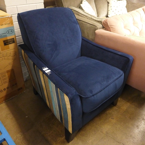 1355 - A dark blue and striped pattern side chair