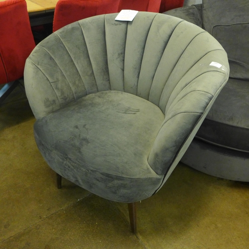 1368 - A grey velvet upholstered shell back side chair