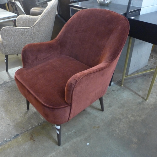 1462 - A ruby red velvet upholstered side chair