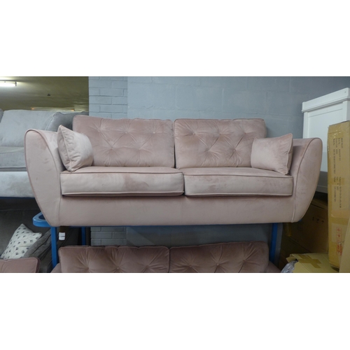 1472 - A cherry blossom velvet upholstered three seater sofa RRP £799