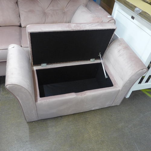 1473 - A cherry blossom velvet upholstered three seater sofa and ottoman window seat RRP £1158