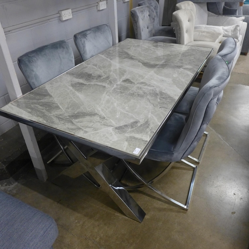 1487 - A Vanquish 165cm marble dining table and a set of four Hugo dining chairs  *This lot is subject to V... 