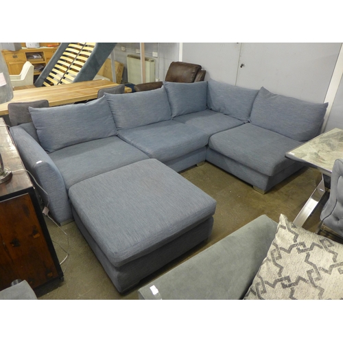 1495 - A grey/blue textured weave upholstered sectional corner sofa - marked