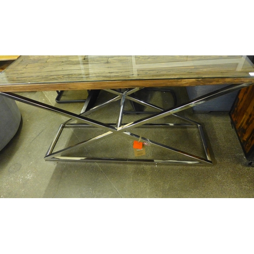 1497 - A Chennai glass topped console table  *This lot is subject to VAT