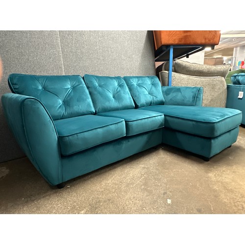 1310 - A Hoxton teal velvet three seater sofa/chaise - RRP £1799