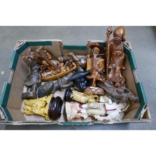 1071 - A collection of wooden and other figures **PLEASE NOTE THIS LOT IS NOT ELIGIBLE FOR POSTING AND PACK... 