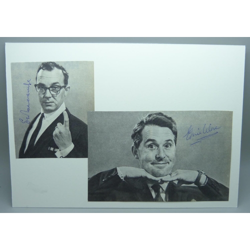 603 - Morecambe and Wise autographed cuttings mounted on card