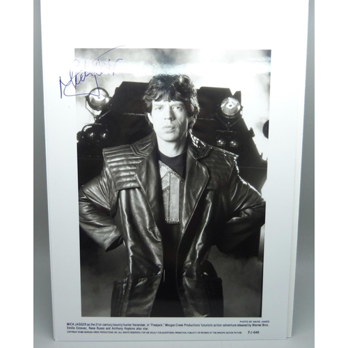 608 - A Rolling Stones Mick Jagger autographed promotional photograph